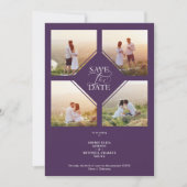 Purple Minimalist Wedding Fancy 4 Photos Collage (Voorkant)
