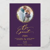 Purple Minimalist Wedding Fancy Round Photo Folie Uitnodiging (Voorkant)