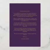 Purple Minimalist Wedding Fancy Round Photo Folie Uitnodiging (Achterkant)