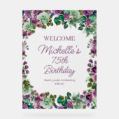 Purple Mint Green Floral Birthday Party Welcome Acryl Bord (Voorkant)