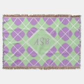 Purple Mint Green Mod Argyle Script Monogram Deken (Voorkant)
