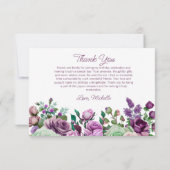 Purple Mint Green Watercolor Floral Birthday Bedankkaart (Achterkant)