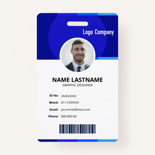 Purple Modern ID Identification Card Photo Badge (Voorkant)