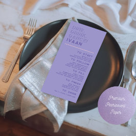 Purple Modern Retro Disco Wedding Guest Name Menu