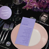 Purple Modern Retro Disco Wedding Guest Name Menu