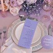 Purple Modern Retro Disco Wedding Guest Name Menu