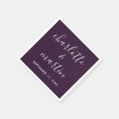 Purple Modern Script Wedding Servet (Hoek)