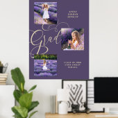 Purple Modern Typography Grad Three Photos Poster (Thuiskantoor)