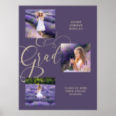 Purple Modern Typography Grad Three Photos Poster (Voorkant)