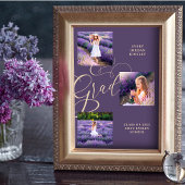 Purple Modern Typography Grad Three Photos Poster