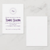 Purple Monogram Circle Temple Sealing Invitation Informatiekaartje (Voorkant / Achterkant)
