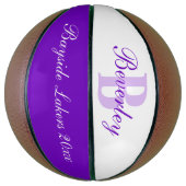 Purple monogram name, initial and team basketball basketbal (Verticaal)