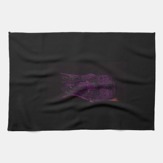 Purple Monster Character Art Kitchen Towel Theedoek (Horizontaal)