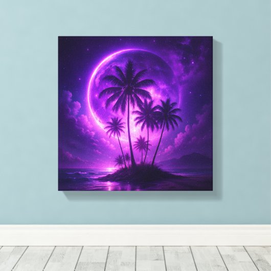 Purple Moon Island Dreamscape Canvas Afdruk (Insitu (Houten vloer))