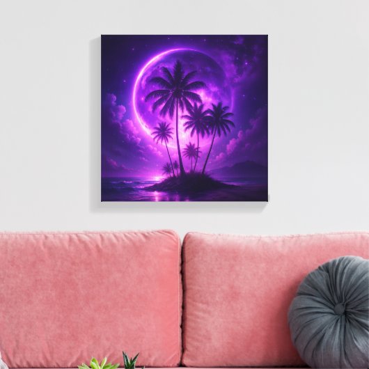 Purple Moon Island Dreamscape Canvas Afdruk (Insitu (Woonkamer))