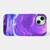 Purple Moon Over the Sea – Dreamy Night Sky iPhone iPhone 15 Case (Achterkant horizontaal)