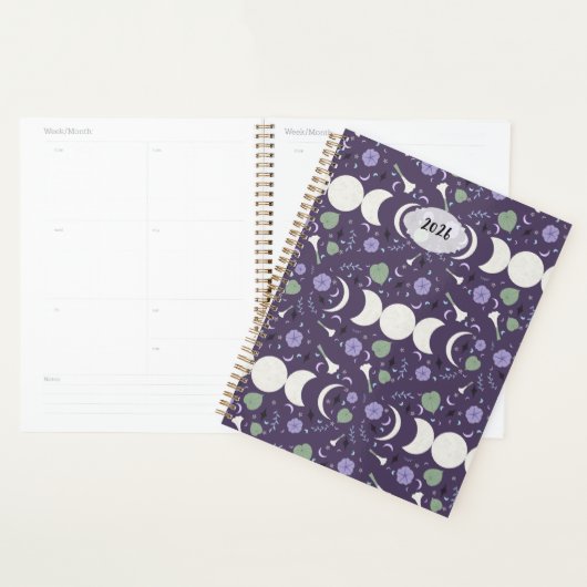Purple Moon Phase Floral Pattern 2026 Planner (Display)