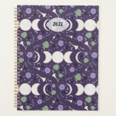 Purple Moon Phase Floral Pattern 2026 Planner (Voorkant)