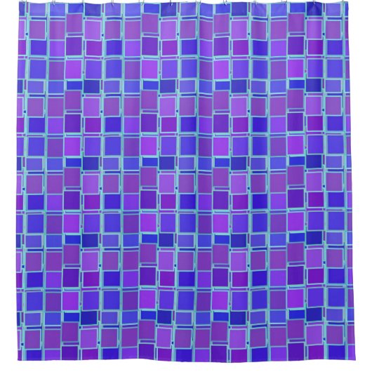 Purple Mosaic Squares Tile Pattern Douchegordijn (Voorkant)