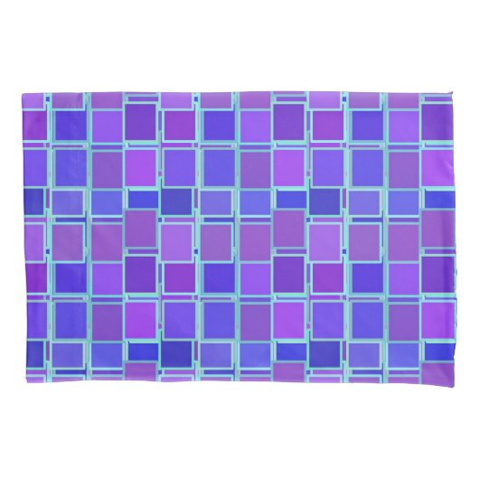 Purple Mosaic Squares Tile Pattern Kussensloop (Voorkant-Links)