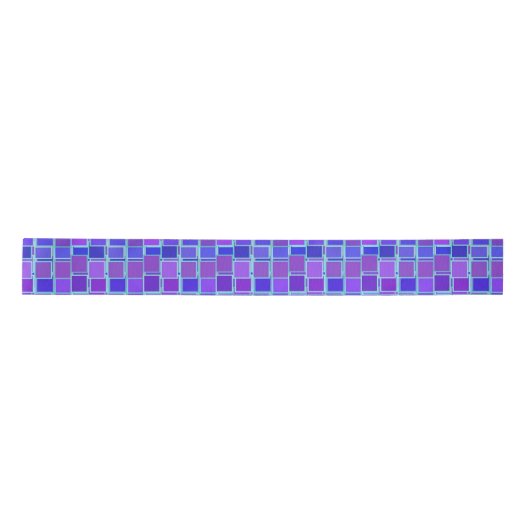 Purple Mosaic Squares Tile Pattern Satijnen Lint (Voorkant)