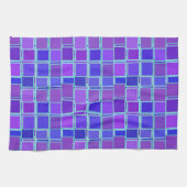 Purple Mosaic Squares Tile Pattern Theedoek (Horizontaal)