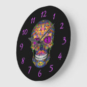 Purple Mosaic Sugar Skull Zombie Wall Clocks Grote Klok (Hoek)