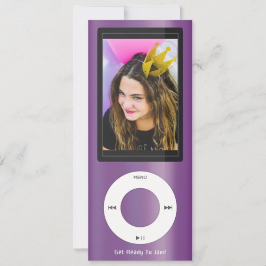 Purple MP3 Music Player Birthday Kaart (Voorkant)
