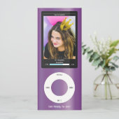 Purple MP3 Music Player II Birthday Kaart (Staand voorkant)