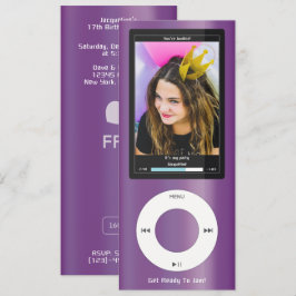 Purple MP3 Music Player II Birthday Kaart