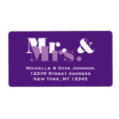 Purple Mr and Mrs address labels for wedding mail (Voorkant)