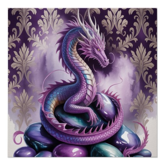 Purple Mystic Dragon Gothic Perfect Poster (Voorkant)