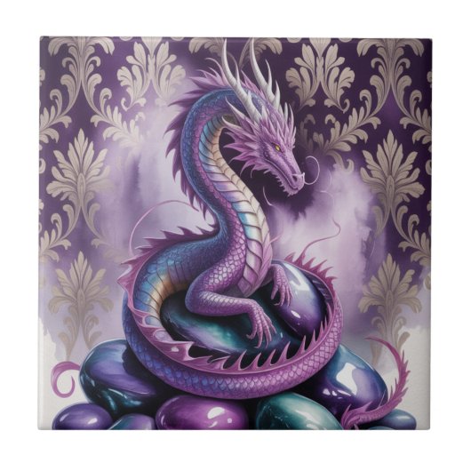 Purple Mystic Dragon Gothic Tegeltje (Voorkant)