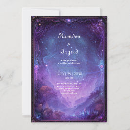 Purple Nebula Celestial Galaxy Vista Wedding Kaart