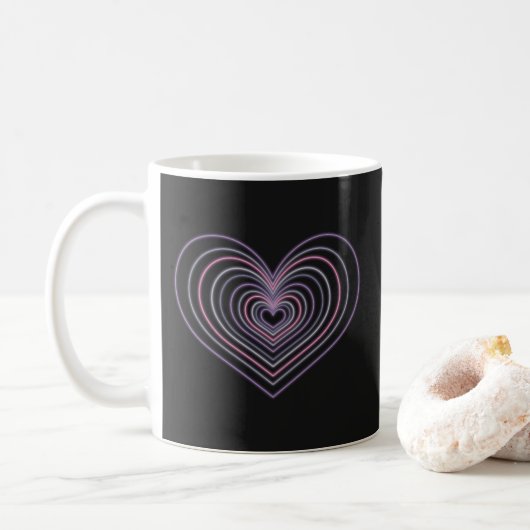 Purple Neon Heart Coffee Mug Koffiemok (Met donut)