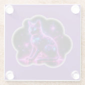Purple Neon Siamese Cat With Blue Eyes & Starburst Glazen Onderzetter (Achterkant)