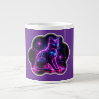 Purple Neon Siamese Cat With Blue Eyes & Starburst Grote Koffiekop