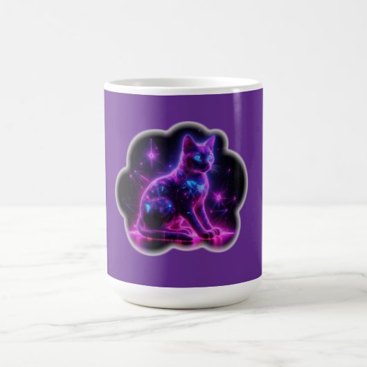 Purple Neon Siamese Cat With Blue Eyes & Starburst Koffiemok (Center)