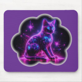 Purple Neon Siamese Cat With Blue Eyes & Starburst Muismat