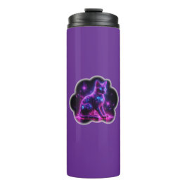 Purple Neon Siamese Cat With Blue Eyes & Starburst Thermosbeker