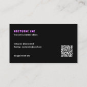 Purple Neon & Smoke Tattoo Artist QR Code Visitekaartje (Achterkant)