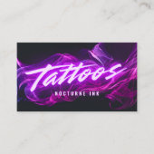 Purple Neon & Smoke Tattoo Artist QR Code Visitekaartje (Voorkant)