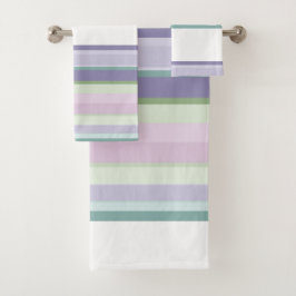 Purple, Neptune, sea green, and Lavender stripes Bad Handdoek