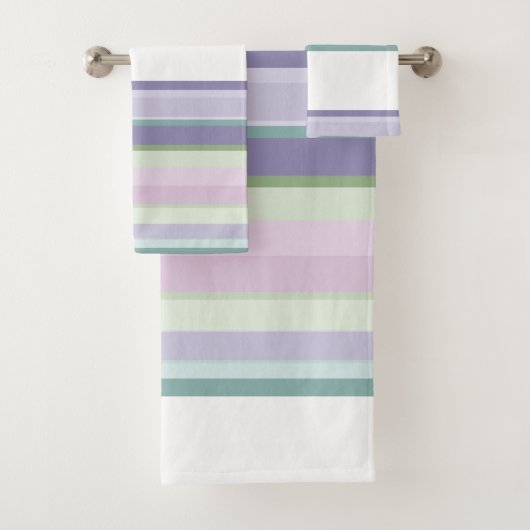 Purple, Neptune, sea green, and Lavender stripes Bad Handdoek (Insitu)