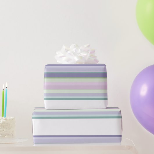 Purple, Neptune, sea green, and Lavender stripes Cadeaupapier (Feestgeschenken)