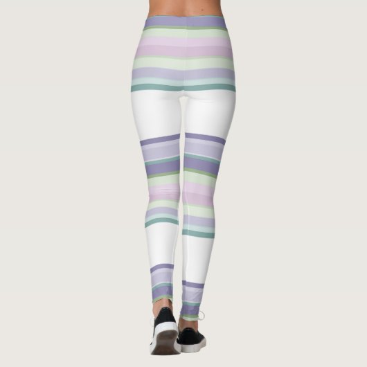 Purple, Neptune, sea green, and Lavender stripes Leggings (Achterkant)