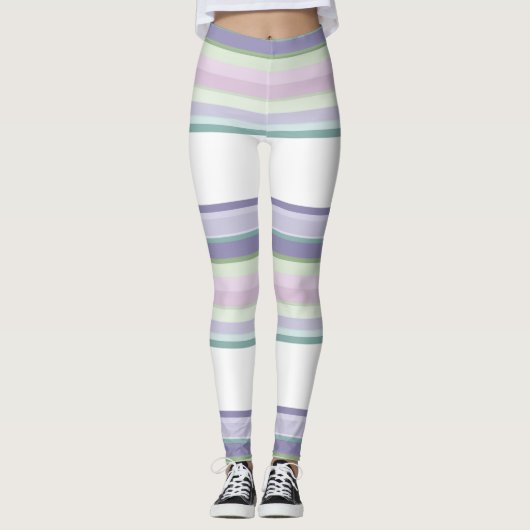 Purple, Neptune, sea green, and Lavender stripes Leggings (Voorkant)