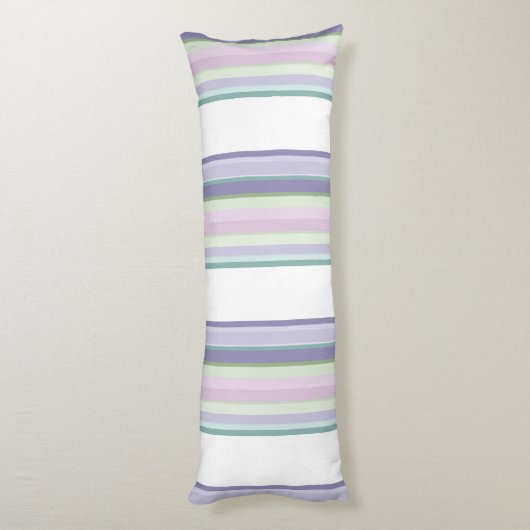 Purple, Neptune, sea green, and Lavender stripes Lichaamskussen (Achterkant (Verticaal))