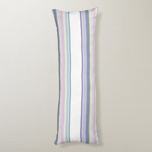 Purple, Neptune, sea green, and Lavender stripes Lichaamskussen (Achterkant (Verticaal))
