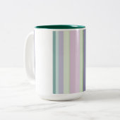 Purple, Neptune, sea green, and Lavender stripes Tweekleurige Koffiemok (Voorkant links)
